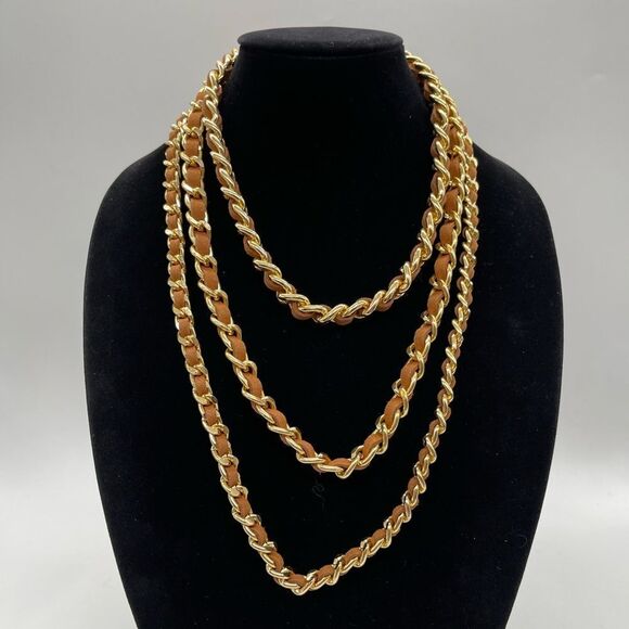 Triple Leather and Chain Necklace - Picture 1 of 3